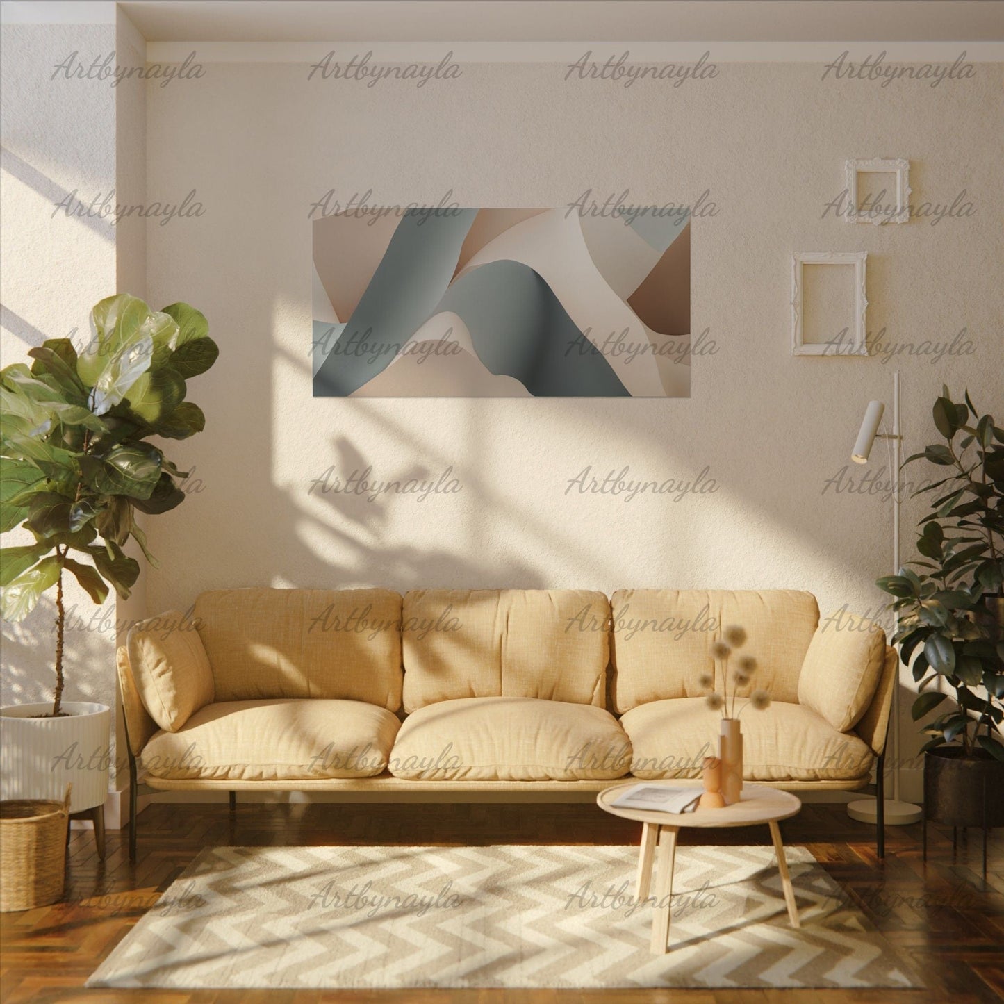 Stretched Canvas Art Print | Abstract Wall Decor, Modern Home Art, Minimalist Artwork, Neutral Tones