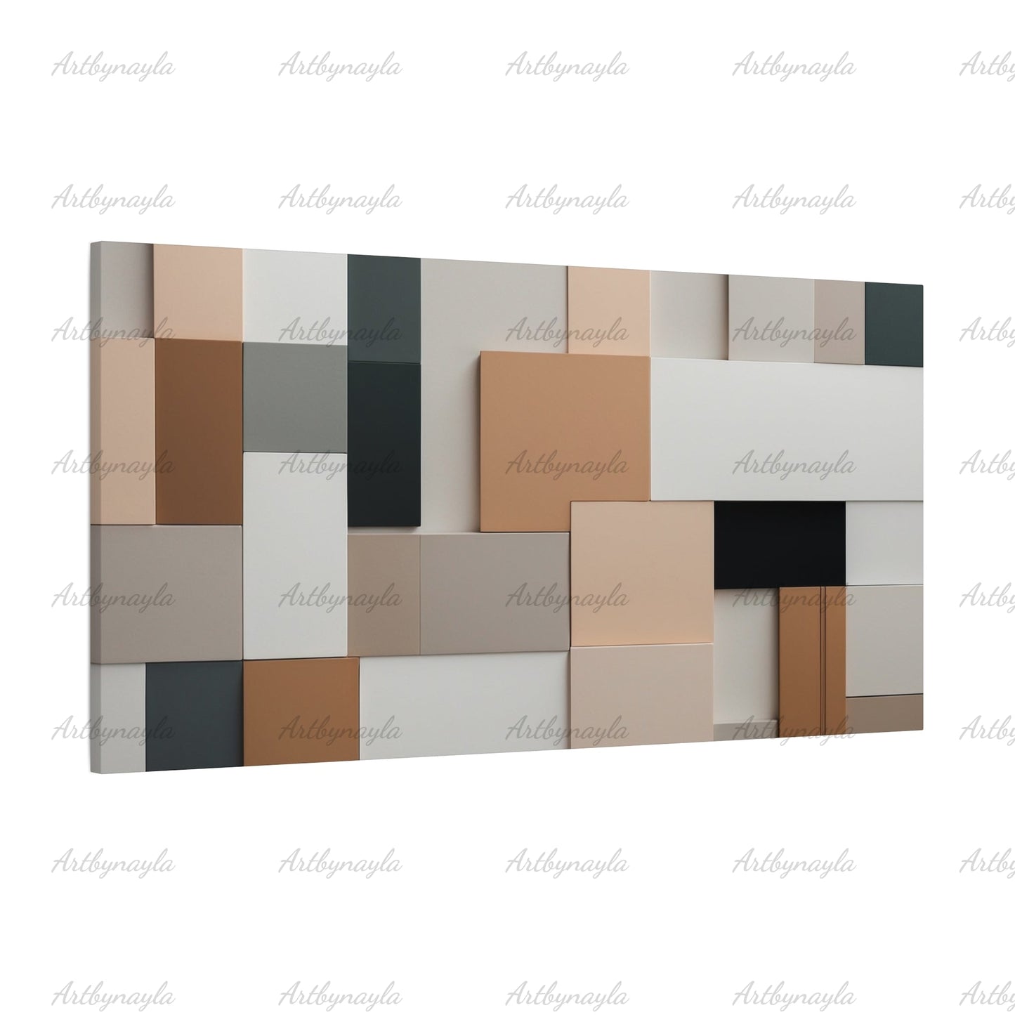 Neutral Rectangles Wall Art Canvas | Neutral Gallery Decor, Modern Home Accent, Abstract Artwork, Customizable Art Piece