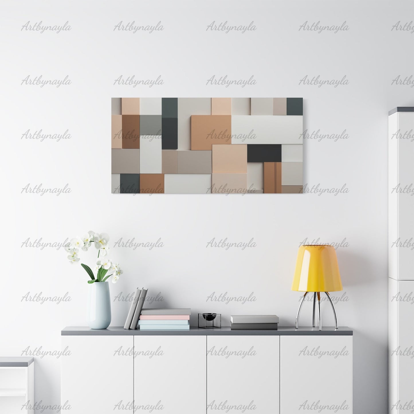 Neutral Rectangles Wall Art Canvas | Neutral Gallery Decor, Modern Home Accent, Abstract Artwork, Customizable Art Piece