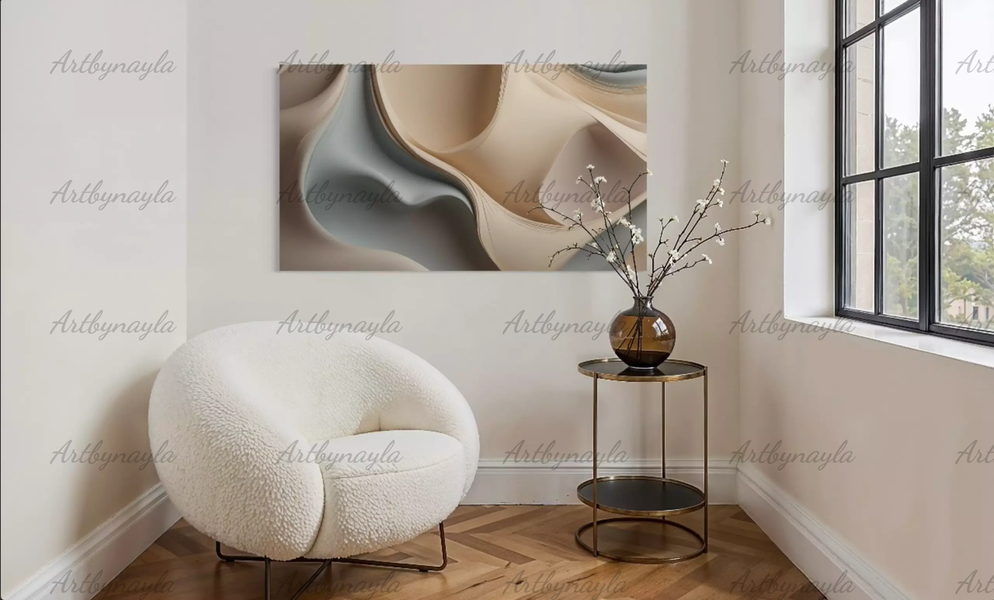 Nude Abstract Wall Art | Canvas Modern Home Decor, Living Room Artwork, Neutral Tones, Minimalist Design