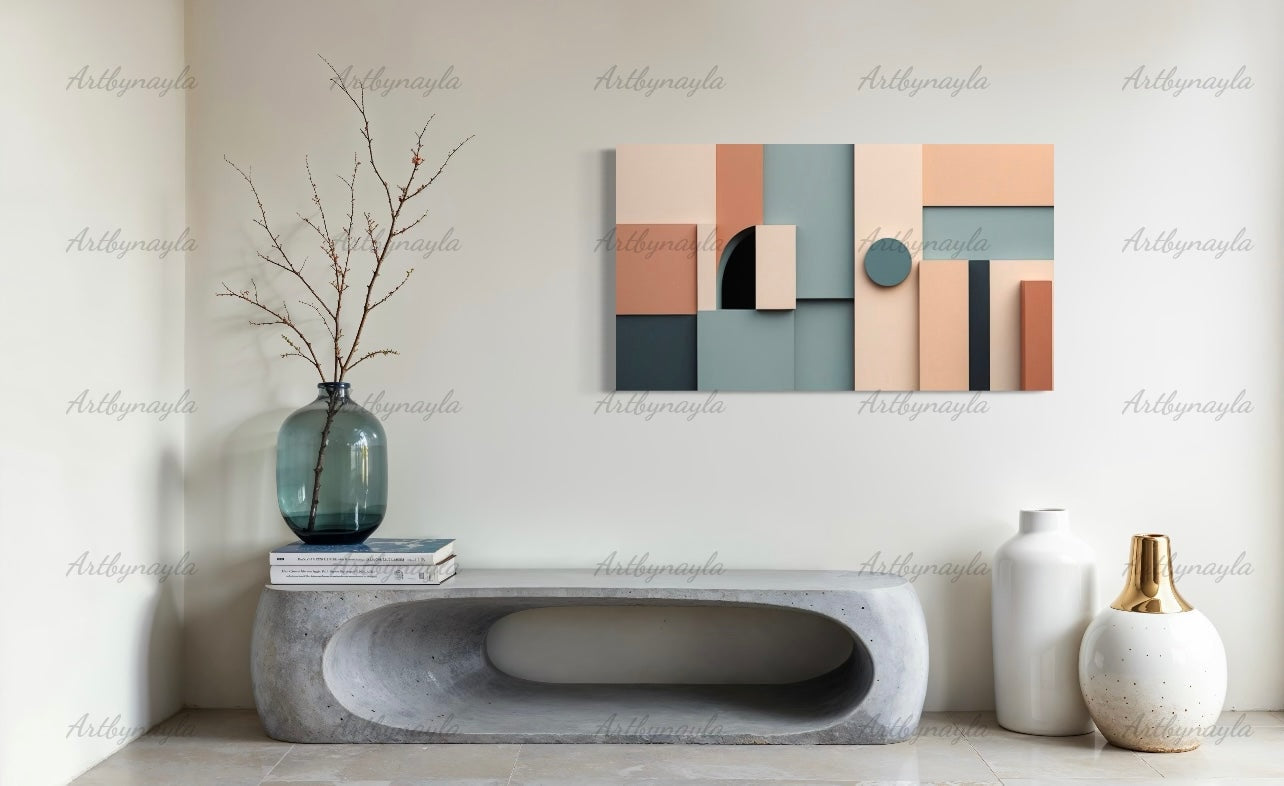 Abstract Geometric Wall Art | Modern Home Decor, Minimalist Canvas, Office Artwork, Living Room Aesthetic, Gift for Housewarming