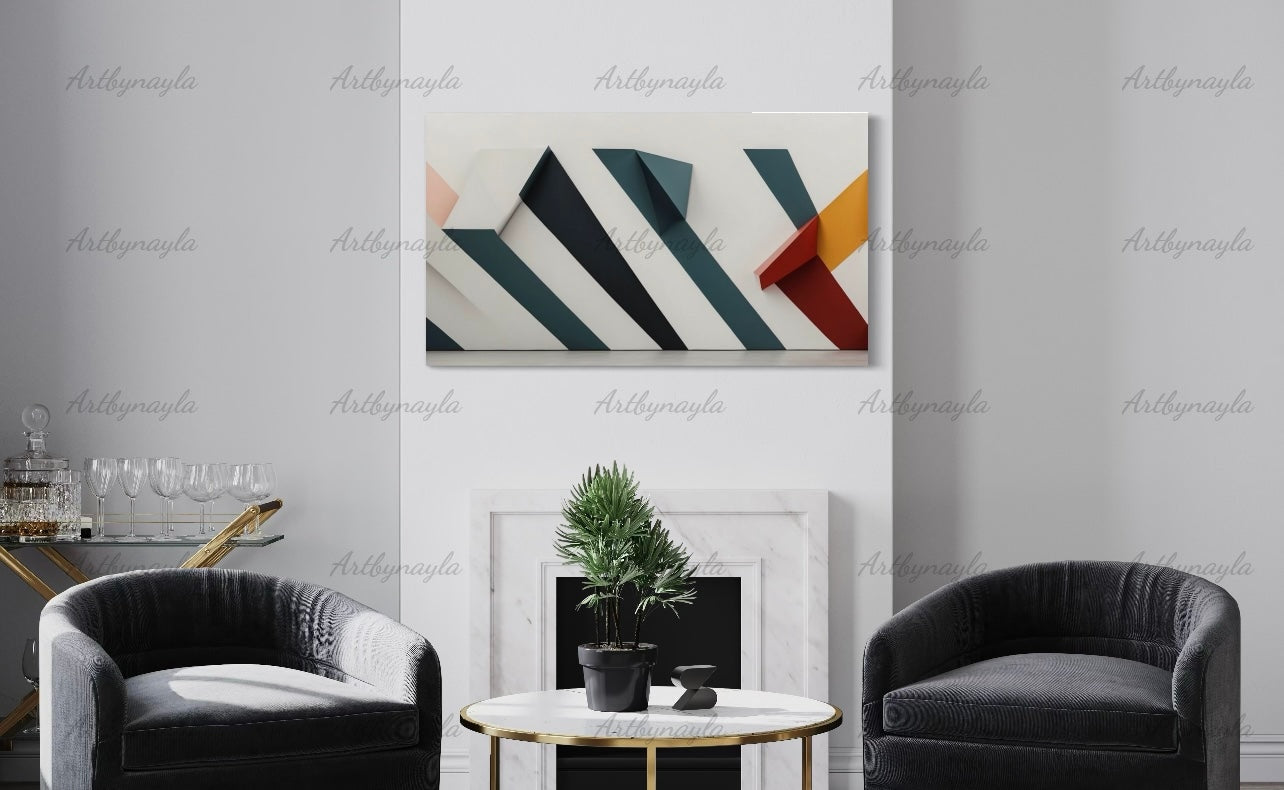 Modern Abstract Matte Canvas Wall Art | Geometric Home Decor, Unique Gift for Art Lovers, Minimalist Decor, Stylish Wall Hanging