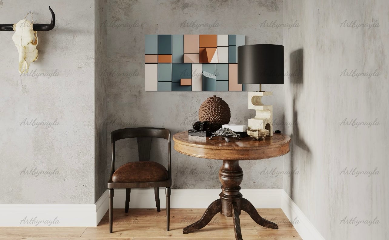 Geometric Wall Art Canvas | Abstract Home Decor, Modern Art Print, Living Room Wall Hanging, Minimalist Art Piece, Office Decoration