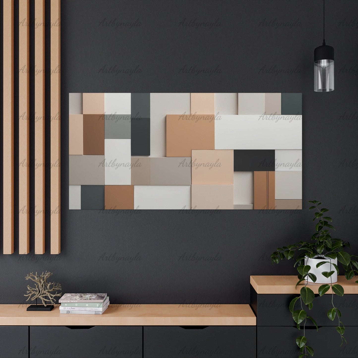 Neutral Rectangles Wall Art Canvas | Neutral Gallery Decor, Modern Home Accent, Abstract Artwork, Customizable Art Piece