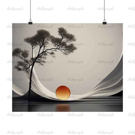 Serene Landscape Wall Art Poster | Minimalist Matte Posters, Nature Prints, Modern Home Decor, Gift for Art Lovers