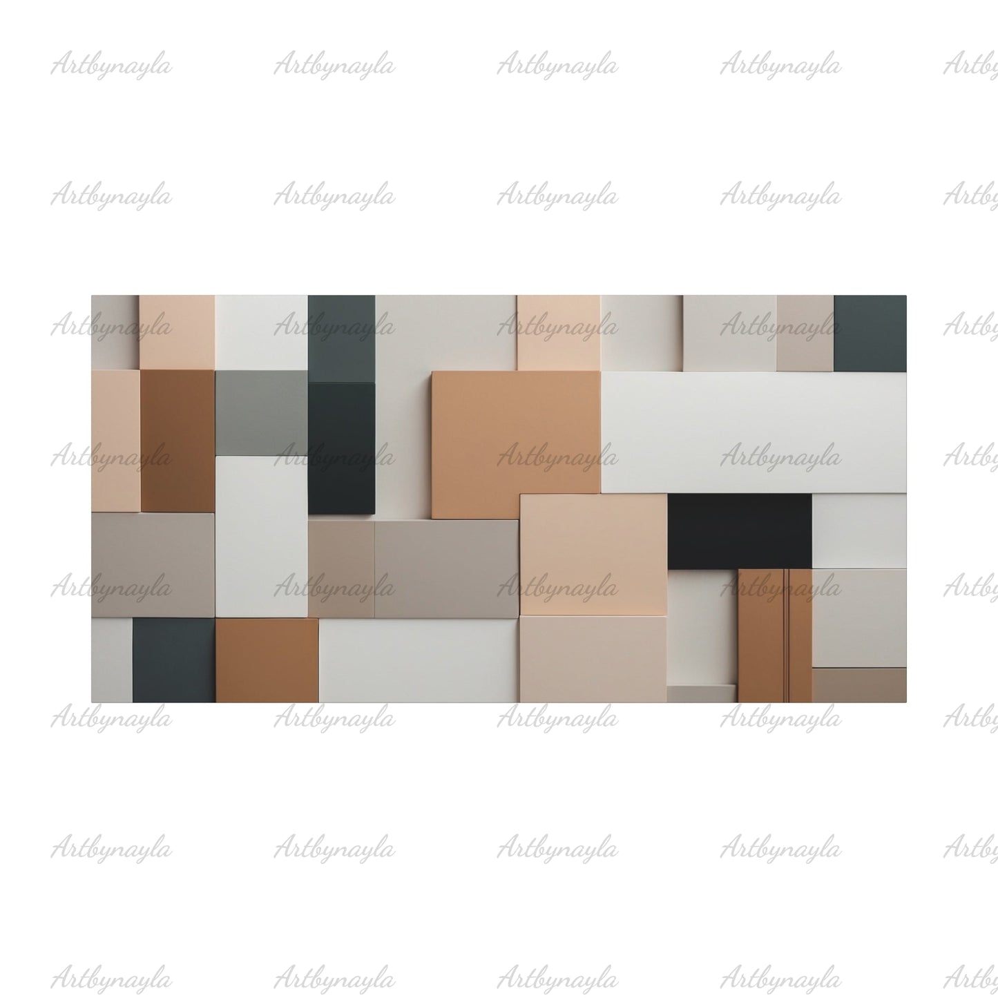 Neutral Rectangles Wall Art Canvas | Neutral Gallery Decor, Modern Home Accent, Abstract Artwork, Customizable Art Piece
