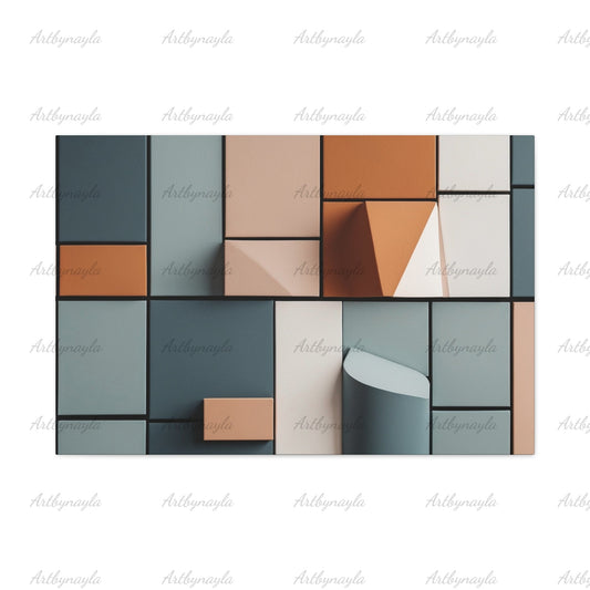 Geometric Wall Art Canvas | Abstract Home Decor, Modern Art Print, Living Room Wall Hanging, Minimalist Art Piece, Office Decoration