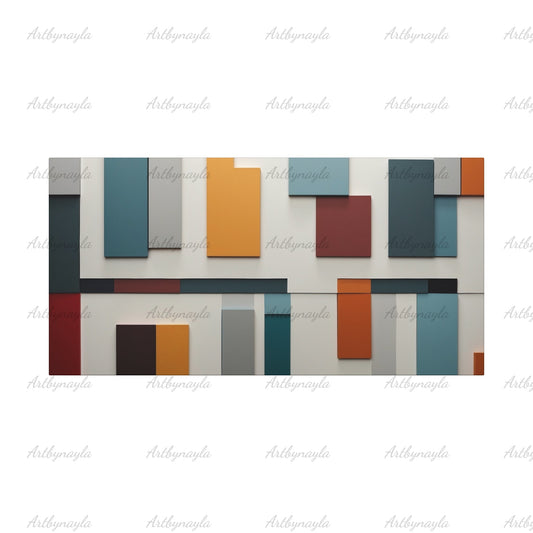 Colorful Abstract Wall Art | Modern Canvas Decor, Contemporary Home Design, Living Room Artwork, Cool Geometric Print
