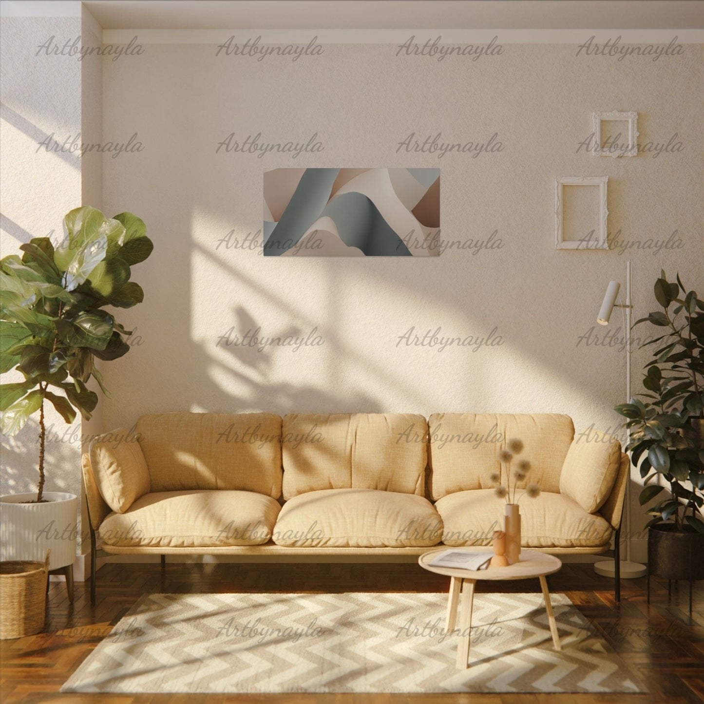 Stretched Canvas Art Print | Abstract Wall Decor, Modern Home Art, Minimalist Artwork, Neutral Tones