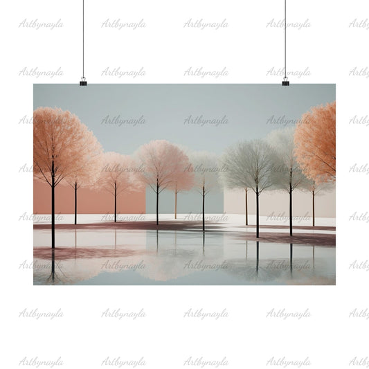 Modern Forest Wall Art Poster | Minimalist Home Decor, Abstract Design Poster, Contemporary Wall Hanging, Art for Living Room